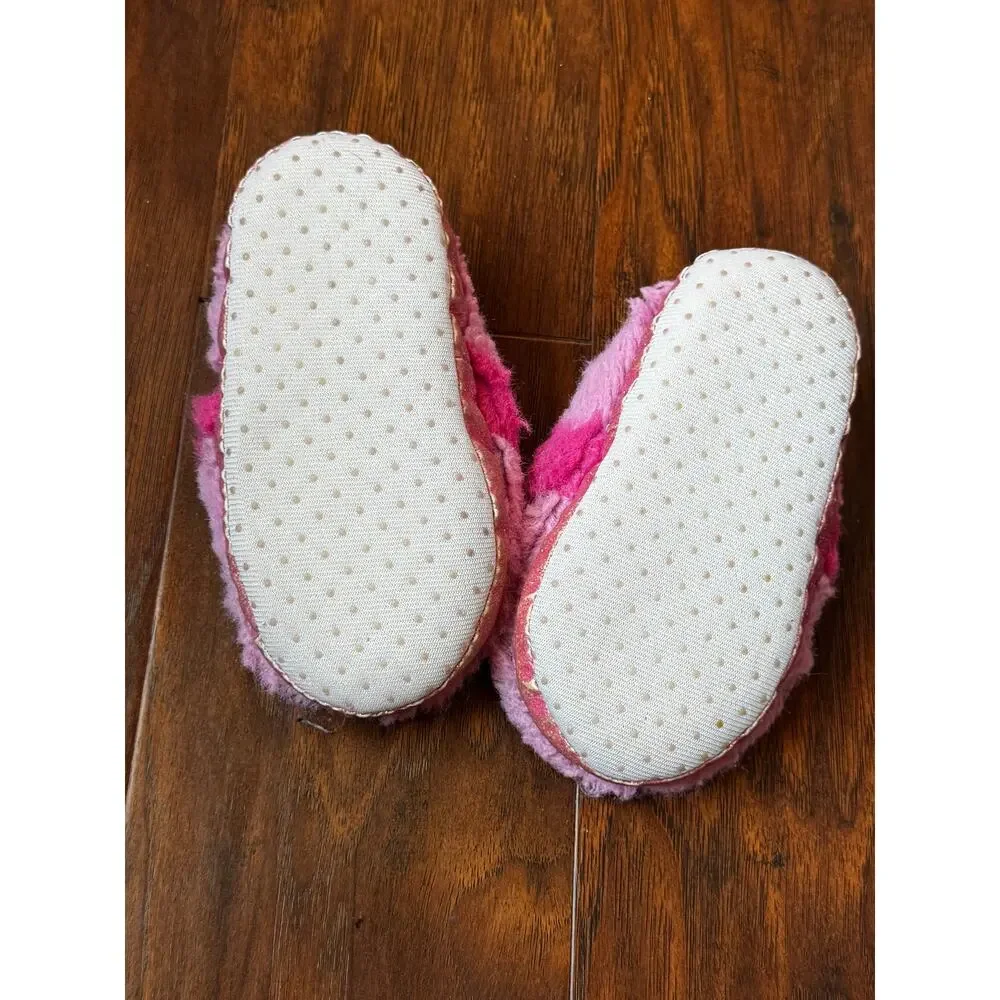 Vintage Dora The Explorer Fuzzy Pink House Slippers Girls 7/8 Med Jewels heart